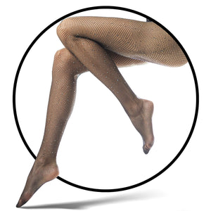 AVIAN LEGS Elegant Black Rhinestone Fishnet Tights - Sparkling High Waist Pantyhose - Stylish and Sexy Glitter Stockings for Parties and Events - Seamless Tear-Proof Design for Ultimate Durability