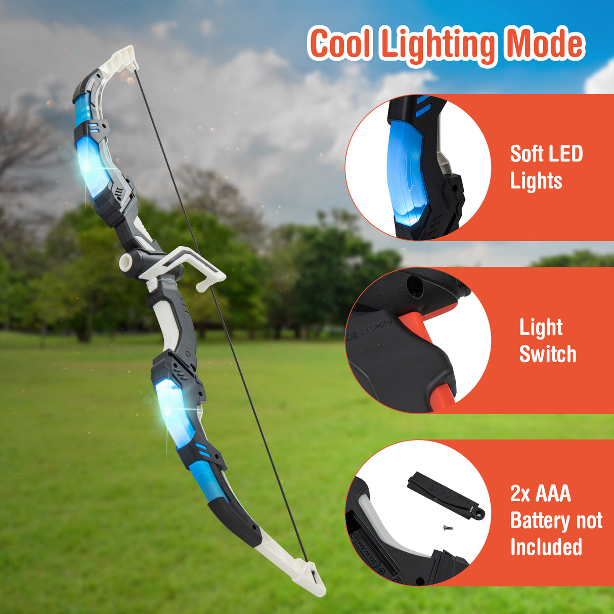 Youth Archery Bow Set with LED Light Up Bow and 20 Suction Cup Arrows for Kids