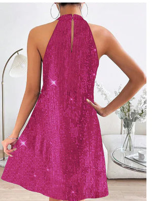 Elegant Halter Strapless Sequin Formal Dress
