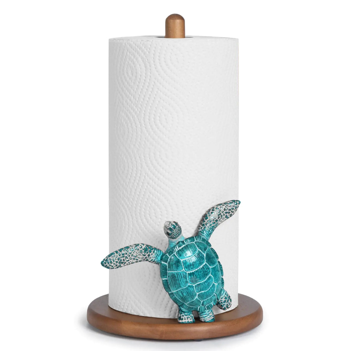 Turtle Paper Towel Holder - Beach House Decor Cute Paper Towel Holder Wood Coastal Decor for Home Sea Turtle Gifts for Women Decorative Paper Towel Holder Stand Wooden Kitchen Countertop Ocean Decor
