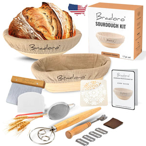 Complete Decorators Edition Sourdough Kit | Sour Dough Kit with 10" Round & Oval Baskets | Ideal Bread Kit & Sour Dough Starter Kit for Bakers