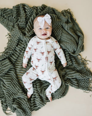 Reindeer Games Ribbed Bamboo Zippy Pajamas *NB to 3/6m left