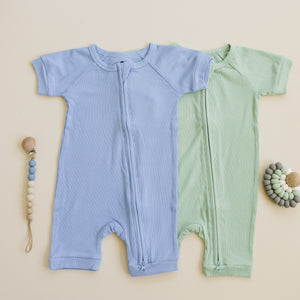 Solid Ribbed Bamboo Shorty Romper (0-3m to 4T)  - more colors