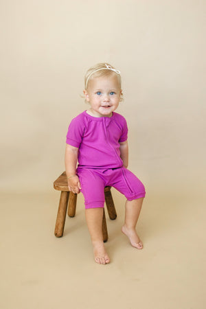 Solid Ribbed Bamboo Shorty Romper (0-3m to 4T)  - more colors