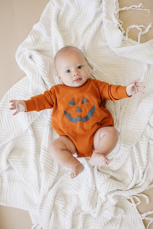 Jack O Lantern Sweatshirt Romper
