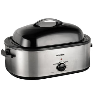 Roaster Oven 20Qt Turkey Roaster Oven Buffet with Self-Basting Lid 1450W Electric Roaster Oven with Cool-Touch Handles Stainless Steel Roaster Oven with Removable Pan and Rack Silver