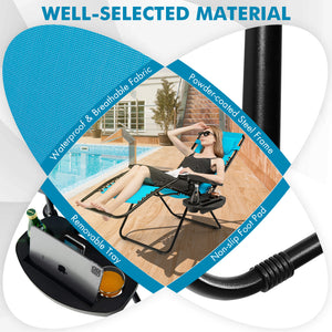 Outdoor Folding Zero Gravity Reclining Lounge Chair with Utility Tray-Black