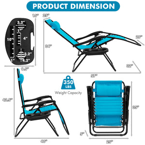 Outdoor Folding Zero Gravity Reclining Lounge Chair with Utility Tray-Black