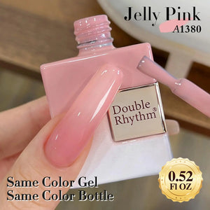 Double Rhythm Translucent Gel Polish Sheer Neutral Natural Light Milky Same Color Same Bottle 15ML Jelly Nail Polish Nail Art DIY at Home (Milky Rose Pink-A1380)