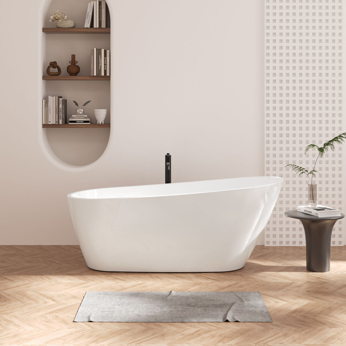 Acrylic Freestanding Soaking Bathtub With Integrated Slotted Overflow And Brushed Nickel Toe-Tap Drain, Cupc C Ertified, 02141-Bn - Glossy White by Couch.com