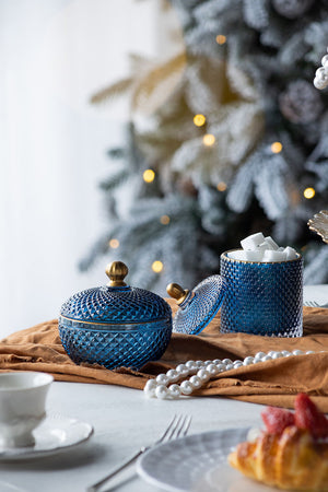 Candy Jar With Lid, Christmas Candy Jar Containers (Set of 2) - Gold / Blue by Couch.com