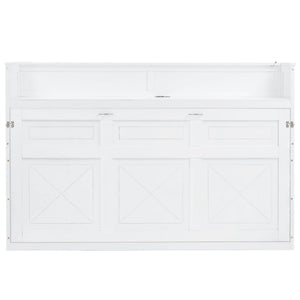 Murphy Bed With Desk, LED Light And USB Charging Station