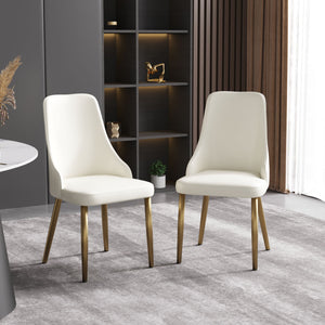 Modern Sponge-Filled Dining Chair, Solid Wood Metal Legs, Suitable For Restaurants, Living Rooms And Rooms (Set of 2) - White by Couch.com