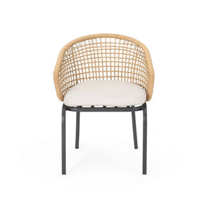 Outdoor Wicker Chair With Powder-Coated Iron Legs