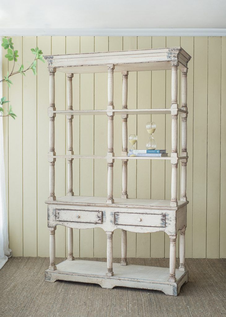 Adela - French Country Bookcase Display Storage Shelf Etageres - Antique White by Couch.com