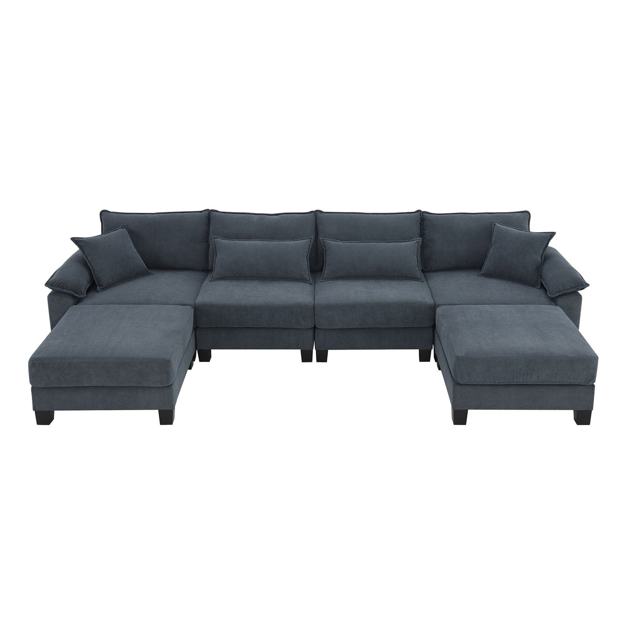 Corduroy Modular Sectional Sofa, U Shaped Couch With Armrest Bags, 6 Seat Freely Combinable Sofa Bed, Comfortable And Spacious Indoor Furniture For Living Room by Couch.com