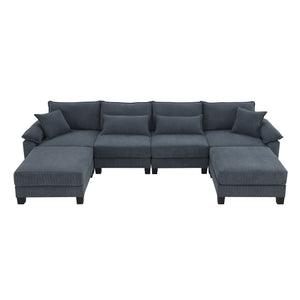 Corduroy Modular Sectional Sofa, U Shaped Couch With Armrest Bags, 6 Seat Freely Combinable Sofa Bed, Comfortable And Spacious Indoor Furniture For Living Room by Couch.com