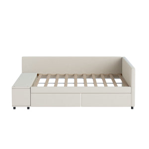 L Shaped Upholstered Platform Bed With Storage And Drawers by Couch.com