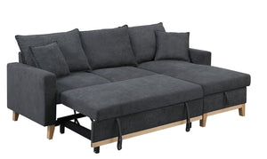 Colton - Woven Reversible Sleeper Sectional Sofa With Storage Chaise - Dark Gray by Couch.com