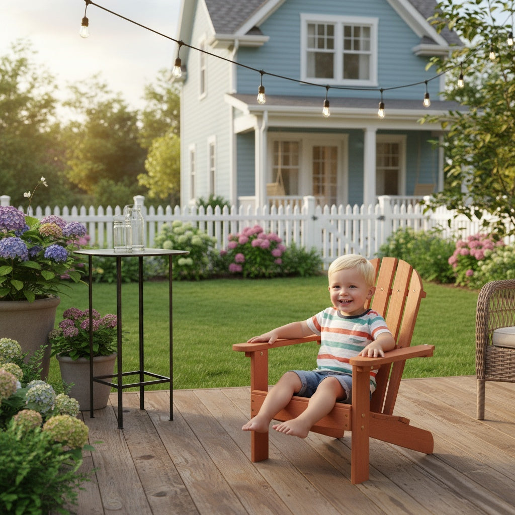 Wooden Kid's Adirondack Chair for Indoor and Outdoor Use