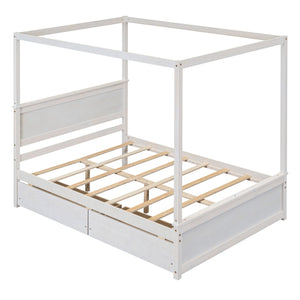 Canopy Platform Bed With Drawers, Support Slats, No Box Spring Needed by Couch.com