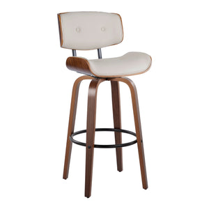 Lombardi - Mid-Century Modern Fixed Height Barstool With Swivel With Round Footrest (Set of 2) by Couch.com