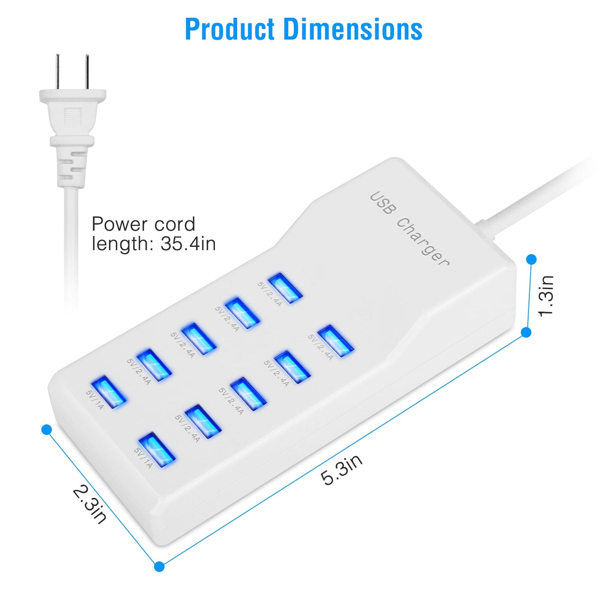 10 Ports USB Charging Station Hub 50W by DirectDeals