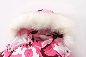 Waterproof Winter Ski Jumpsuit With A Fur-lined Collar For Kids