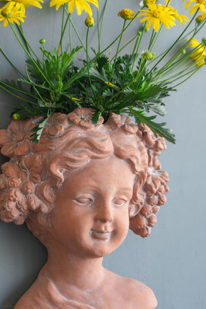 8X4X9" Visage Head Bust Planter, Home Wall Planter - Brown by Couch.com