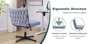 Armless Office Chair no Wheels, Ergonomic Wide Seat Swivel Desk Chair, Height Adjustable Cross Legged Comfortable Computer Chair for Living Room, Van