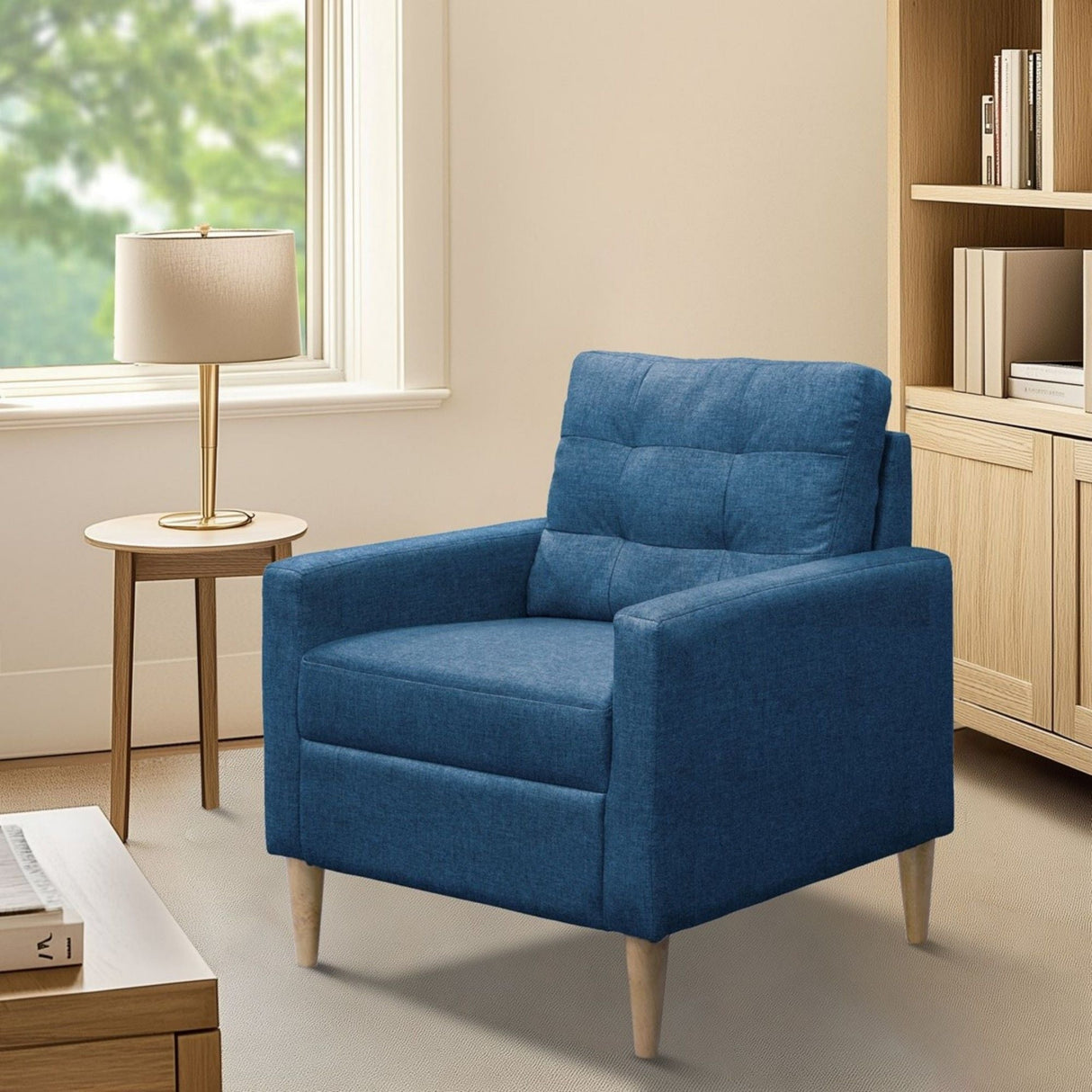 Contemporary Tufted Back Accent Chair With High Density Foam Support - Blue by Couch.com