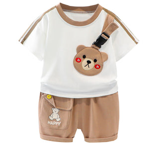 Short-sleeved Cartoon Animal Two-piece Set Children's Western Style