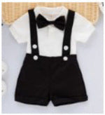 Baby Romper Bow Tie Overall Dress Set