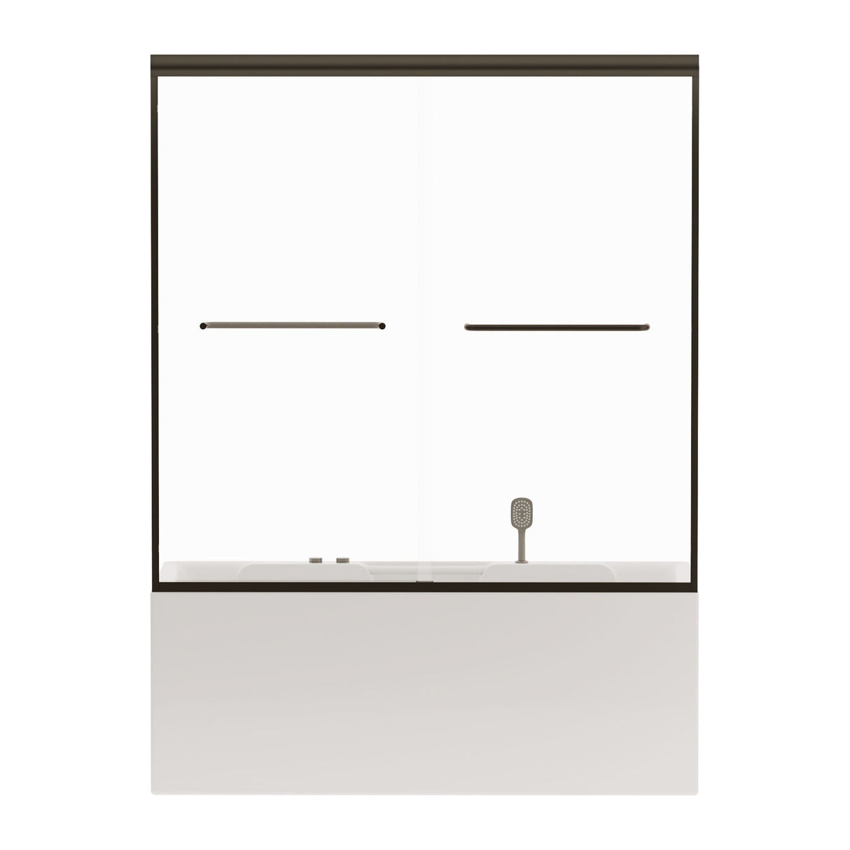 Double Sliding Bathtub Shower Door, Semi Frameless Bypass, 1 / 4" (6Mm) With Explosion - Proof Film, Adjustable Aluminum Alloy Frame by Couch.com