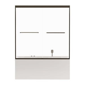 Double Sliding Bathtub Shower Door, Semi Frameless Bypass, 1 / 4" (6Mm) With Explosion - Proof Film, Adjustable Aluminum Alloy Frame by Couch.com