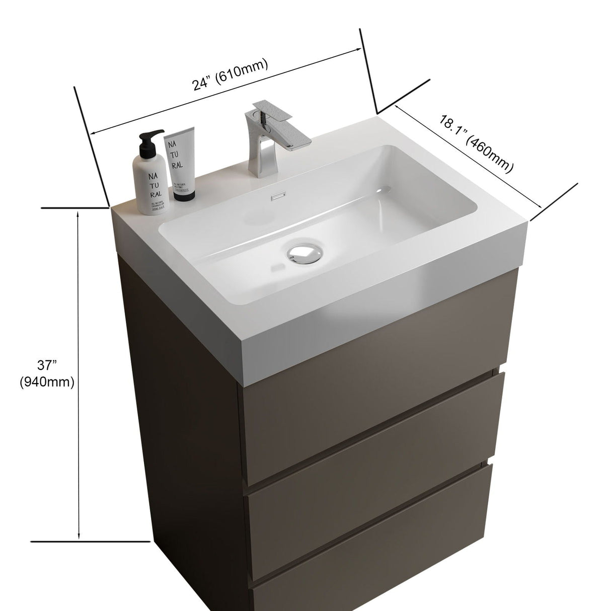 Alice - Bathroom Vanity With Sink, Large Storage Freestanding Bathroom Vanity For Modern Bathroom, One-Piece Sink Basin Without Drain And Faucet by Couch.com