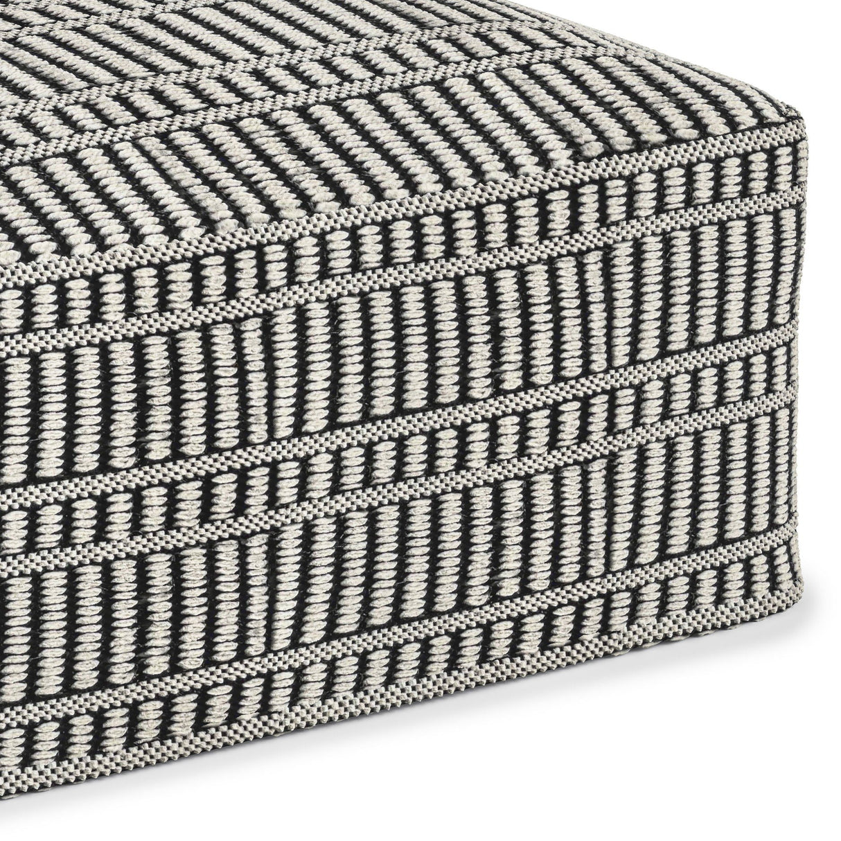 Safford - Square Woven Outdoor / Indoor Pouf - Black / White by Couch.com