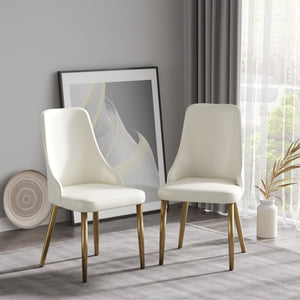 Modern Sponge-Filled Dining Chair, Solid Wood Metal Legs, Suitable For Restaurants, Living Rooms And Rooms (Set of 2) - White by Couch.com