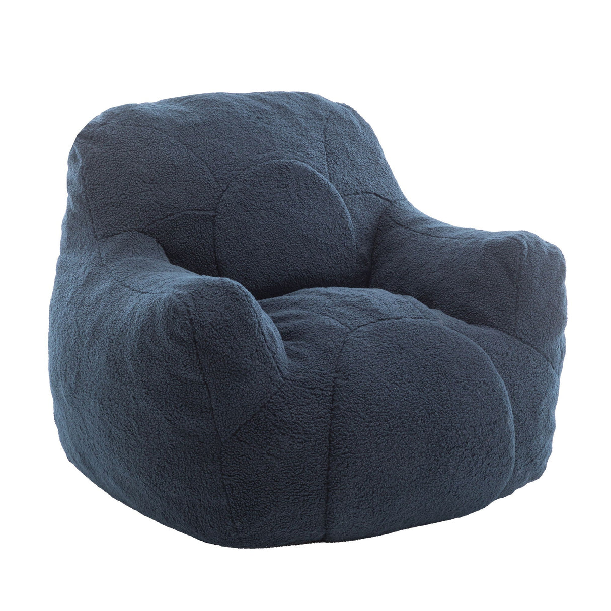 Comfy Bean Bag Chair With Filler, Tufted Memory Foam Sofa, Teddy Fabric, Fluffy And Cozy Seating For Dorm, Apartment, Or Living Room - Dark Blue by Couch.com