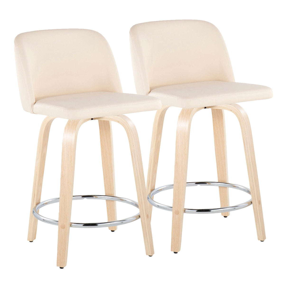 Toriano - Contemporary Fixed Height Counter Stool & Swivel And Round Footrest (Set of 2) by Couch.com