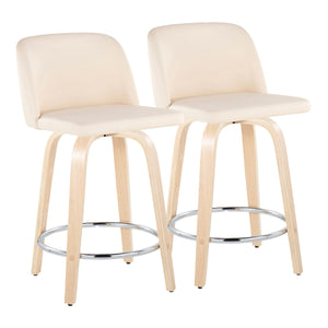 Toriano - Contemporary Fixed Height Counter Stool & Swivel And Round Footrest (Set of 2) by Couch.com