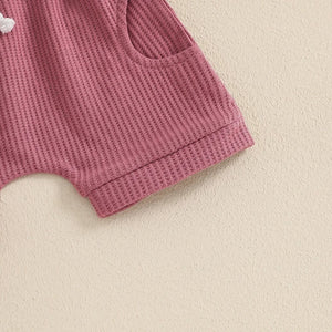 Girls Fashion Letter I Embroidery Waffle Suit