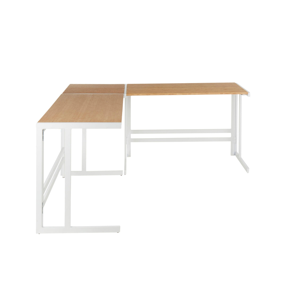 Roman - Industrial L Shaped Desk - White / Natural by Couch.com