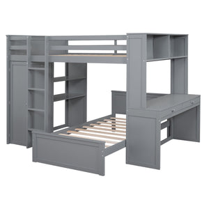 Loft Bed With A Twin Size Standalone Bed, Shelves, Desk, And Wardrobe by Couch.com