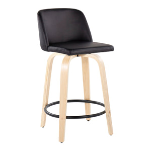 Toriano - Contemporary, Fixed Height Counter Stool With Swivel And Round Footrest (Set of 2) by Couch.com