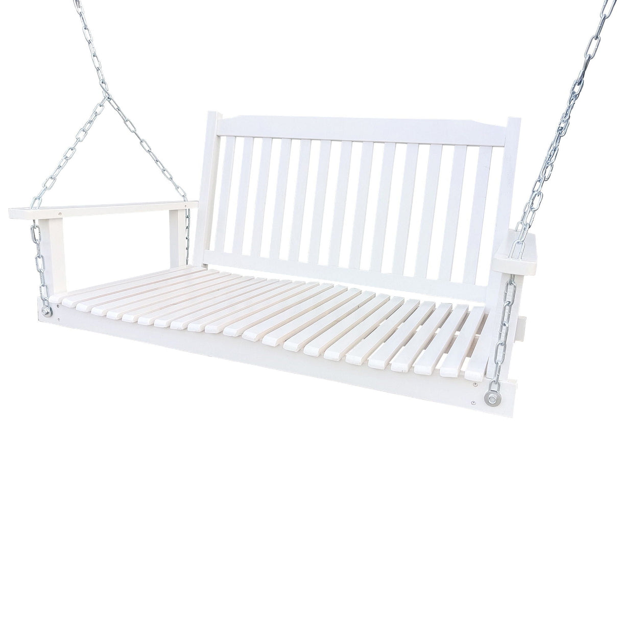 Front Porch Swing With Armrests, Bench Swing With Hanging Chains, For Outdoor Patio, Garden Yard - White by Couch.com