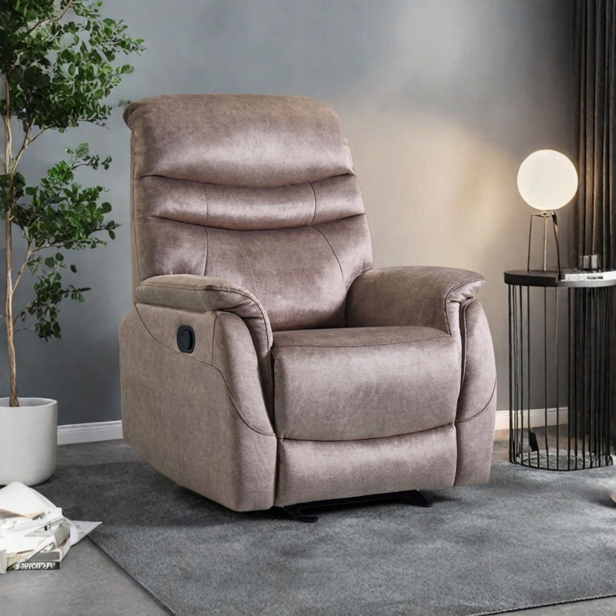 Rocking Recliner Chair For Living Room, Adjustable Modern Recliner Chair, Recliner Sofa With Lumbar Support, Classic And Traditional Recliner Chair With Comfortable Arm And Back Sofa - Dark Gray by Couch.com