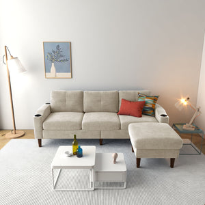 3 Seater Convertible Combination L Shaped Sofa With Footstools With Storage by Couch.com