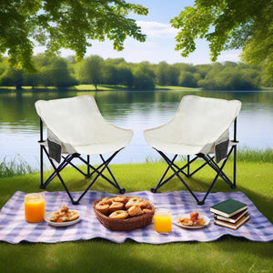 2 Pieces Outdoor Camping Chairs Folding / Portable, Comfortable Seating, Durable Steel Fram by Couch.com