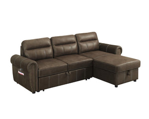 Hugo - Reversible Sleeper Sectional Sofa Chaise With USB Charger - Brown by Couch.com